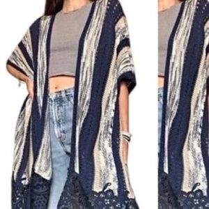 Chico's Crochet Lace Knit Kimono Cardigan Sz L/XL